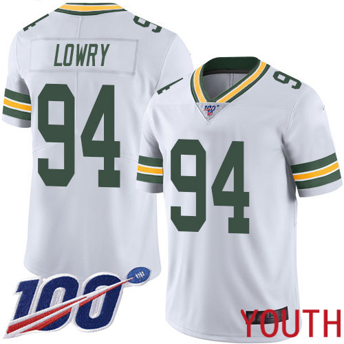 Green Bay Packers Limited White Youth 94 Lowry Dean Road Jersey Nike NFL 100th Season Vapor Untouchable